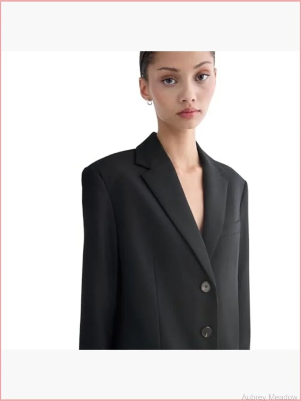 Wool Blend Oversized Single-Breasted Blazer with Stretch